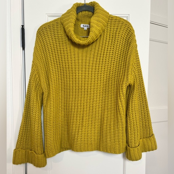 525 America Yellow Cowl Neck Sweater (Med) - Picture 2 of 4